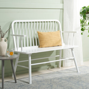 Safavieh Lucilia Spindle Bench - Elegant Windsor-Inspired Seating For Entryways, Living Rooms, And More White BCH8501B