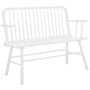 Safavieh Lucilia Spindle Bench - Elegant Windsor-Inspired Seating For Entryways, Living Rooms, And More White BCH8501B