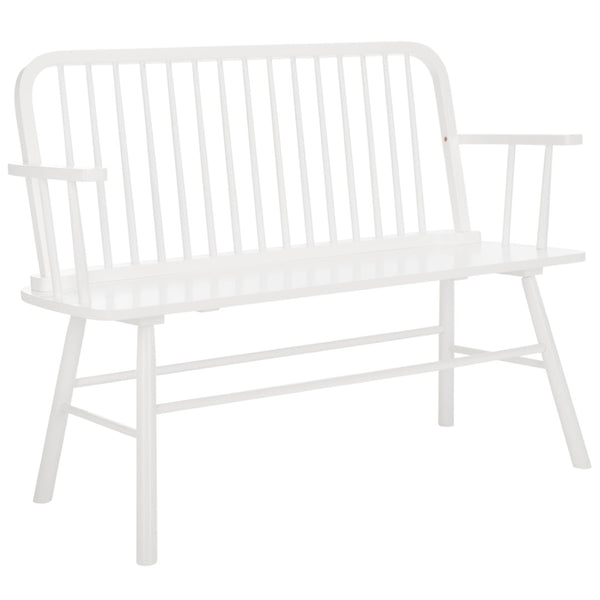 Safavieh Lucilia Spindle Bench - Elegant Windsor-Inspired Seating For Entryways, Living Rooms, And More White BCH8501B