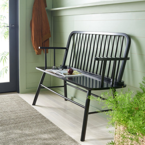 Safavieh Lucilia Spindle Bench - Elegant Windsor-Inspired Seating For Entryways, Living Rooms, And More Natural / White BCH8501C