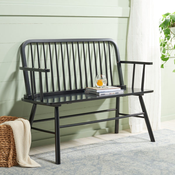 Safavieh Lucilia Spindle Bench - Elegant Windsor-Inspired Seating For Entryways, Living Rooms, And More Natural / White BCH8501C
