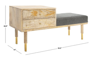 Safavieh Taft Contemporary 2-Drawer Bench With Grey Cushion – Stylish Storage Solution For Any Space BCH9000A