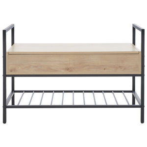 Safavieh Rhonwen Storage Bench - Modern Entryway Seat With Hidden Storage, Black Metal Frame & Wood Finish BCH9300A