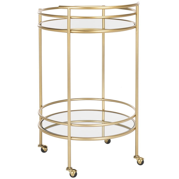 Safavieh Ida 2 Tier Bar Cart Gold / Mirror Metal BCT2500A