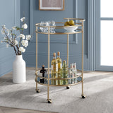 Safavieh Ida 2 Tier Bar Cart Gold / Mirror Metal BCT2500A