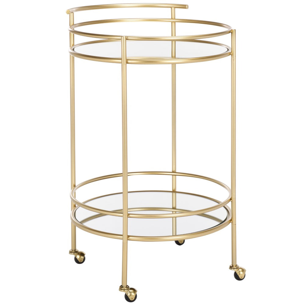 Safavieh Ida 2-Tier Bar Cart – Elegant Art Deco Design With Mirrored Shelves & Smooth-Glide Casters For Home BCT2500A
