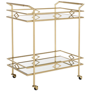 Safavieh Elspeth 2 Tier Bar Cart Gold / Mirror Metal BCT2501A