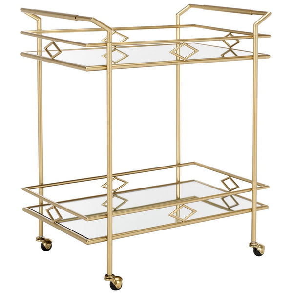 Safavieh Elspeth 2 Tier Bar Cart Gold / Mirror Metal BCT2501A
