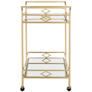 Safavieh Elspeth 2 Tier Bar Cart Gold / Mirror Metal BCT2501A