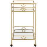 Safavieh Elspeth 2 Tier Bar Cart Gold / Mirror Metal BCT2501A