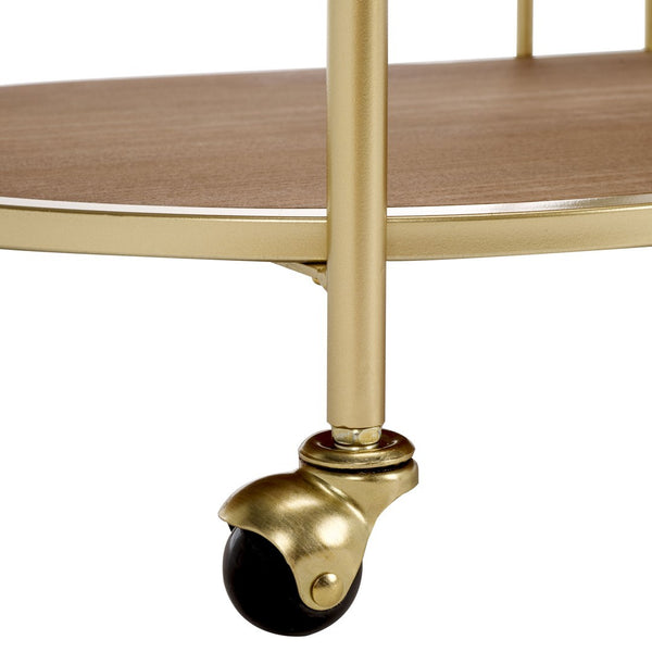 Safavieh Alora 2 Tier Bar Cart With Bucket Brushed Gold / Natural Wood / Metal BCT2502A