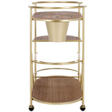 Safavieh Alora 2 Tier Bar Cart With Bucket Brushed Gold / Natural Wood / Metal BCT2502A