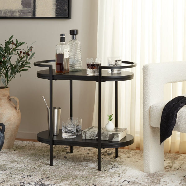 Safavieh Inessa Contemporary 2-Tier Bar Cart - Elegant Serving Station For Small Spaces With Industrial Charm Black / Black BCT2503A