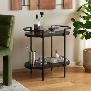 Safavieh Inessa Contemporary 2-Tier Bar Cart - Elegant Serving Station For Small Spaces With Industrial Charm Black / Black BCT2503A