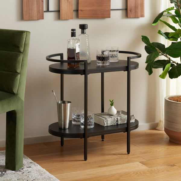 Safavieh Inessa Contemporary 2-Tier Bar Cart - Elegant Serving Station For Small Spaces With Industrial Charm Black / Black BCT2503A