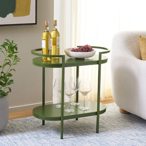 Safavieh Inessa Contemporary 2-Tier Bar Cart - Elegant Serving Station For Small Spaces With Industrial Charm Green BCT2503B