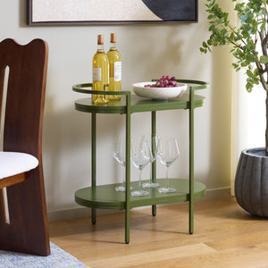 Safavieh Inessa Contemporary 2-Tier Bar Cart - Elegant Serving Station For Small Spaces With Industrial Charm Green BCT2503B