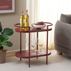 Safavieh Inessa Contemporary 2-Tier Bar Cart - Elegant Serving Station For Small Spaces With Industrial Charm Brickred BCT2503C
