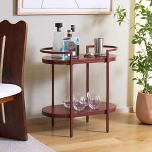 Safavieh Inessa Contemporary 2-Tier Bar Cart - Elegant Serving Station For Small Spaces With Industrial Charm Brickred BCT2503C