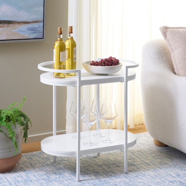 Safavieh Inessa Contemporary 2-Tier Bar Cart - Elegant Serving Station For Small Spaces With Industrial Charm White BCT2503D
