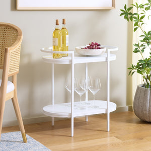 Safavieh Inessa Contemporary 2-Tier Bar Cart - Elegant Serving Station For Small Spaces With Industrial Charm White BCT2503D