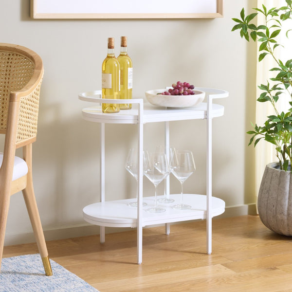 Safavieh Inessa Contemporary 2-Tier Bar Cart - Elegant Serving Station For Small Spaces With Industrial Charm White BCT2503D
