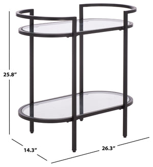 Safavieh Inessa Contemporary 2-Tier Bar Cart - Elegant Serving Station For Small Spaces With Industrial Charm Black / Clear BCT2503E