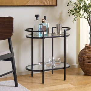 Safavieh Inessa Contemporary 2-Tier Bar Cart - Elegant Serving Station For Small Spaces With Industrial Charm Black / Clear BCT2503E