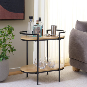 Safavieh Inessa Contemporary 2-Tier Bar Cart - Elegant Serving Station For Small Spaces With Industrial Charm Black / Natural BCT2503F