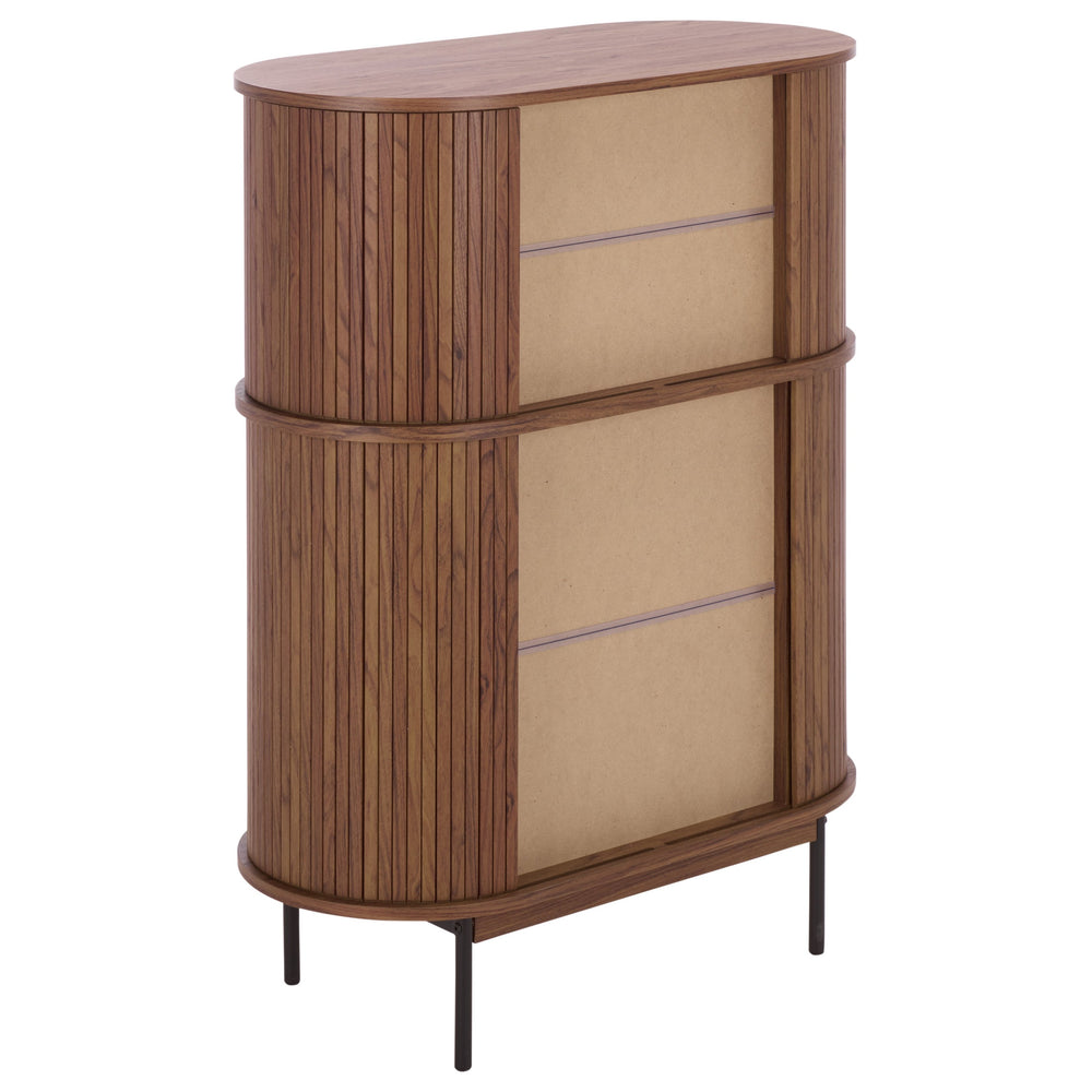 Erdwing Bar Cabinet With Warm Walnut Veneer And Matte Accents — Compact Stylish Storage For Entertaining