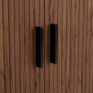 Erdwing Bar Cabinet With Warm Walnut Veneer And Matte Accents — Compact Stylish Storage For Entertaining