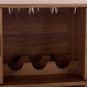 Erdwing Bar Cabinet With Warm Walnut Veneer And Matte Accents — Compact Stylish Storage For Entertaining