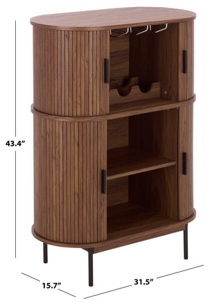 Erdwing Bar Cabinet With Warm Walnut Veneer And Matte Accents — Compact Stylish Storage For Entertaining