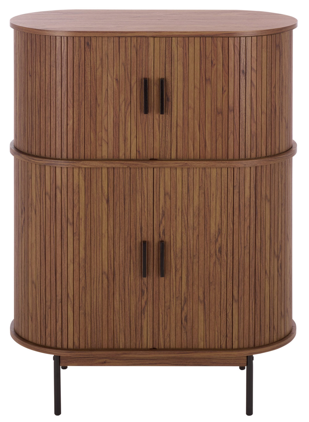Erdwing Bar Cabinet With Warm Walnut Veneer And Matte Accents — Compact Stylish Storage For Entertaining