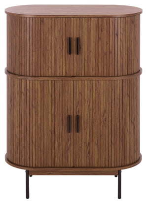 Erdwing Bar Cabinet With Warm Walnut Veneer And Matte Accents — Compact Stylish Storage For Entertaining