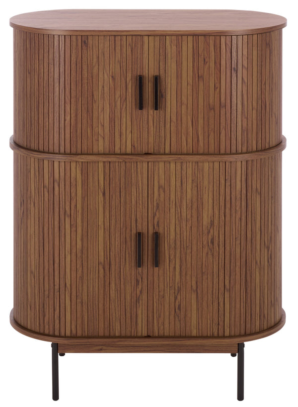 Erdwing Bar Cabinet With Warm Walnut Veneer And Matte Accents — Compact Stylish Storage For Entertaining