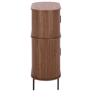 Erdwing Bar Cabinet With Warm Walnut Veneer And Matte Accents — Compact Stylish Storage For Entertaining