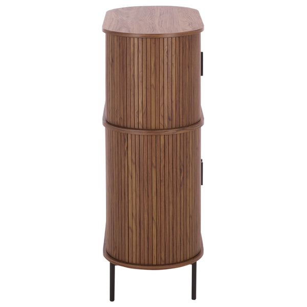 Erdwing Bar Cabinet With Warm Walnut Veneer And Matte Accents — Compact Stylish Storage For Entertaining