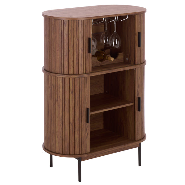 Erdwing Bar Cabinet With Warm Walnut Veneer And Matte Accents — Compact Stylish Storage For Entertaining