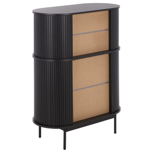 Erdwing Bar Cabinet With Warm Walnut Veneer And Matte Accents — Compact Stylish Storage For Entertaining