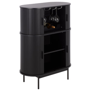 Erdwing Bar Cabinet With Warm Walnut Veneer And Matte Accents — Compact Stylish Storage For Entertaining