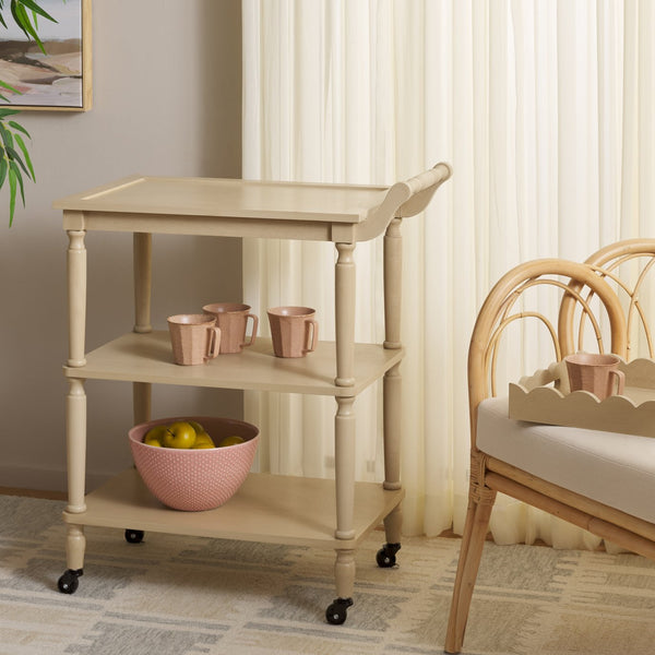 Safavieh Haven Elegant 3 Tier Bar Cart - Versatile Natural Wood Design For Entertaining & Home Decor Natural Wood Bct5700a