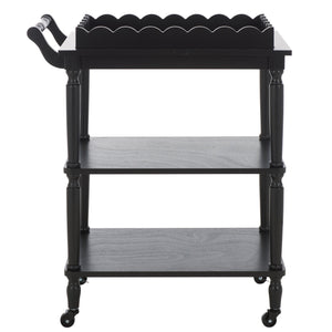 Safavieh Haven Elegant 3 Tier Bar Cart - Versatile Natural Wood Design For Entertaining & Home Decor Matte Black , Wood Bct5700b