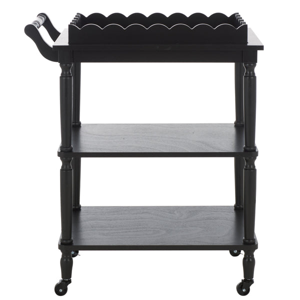 Safavieh Haven Elegant 3 Tier Bar Cart - Versatile Natural Wood Design For Entertaining & Home Decor Matte Black , Wood Bct5700b