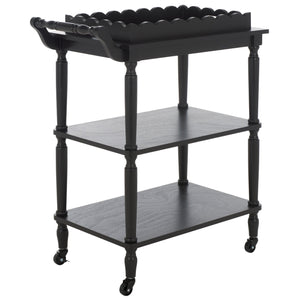Safavieh Haven Elegant 3 Tier Bar Cart - Versatile Natural Wood Design For Entertaining & Home Decor Matte Black , Wood Bct5700b