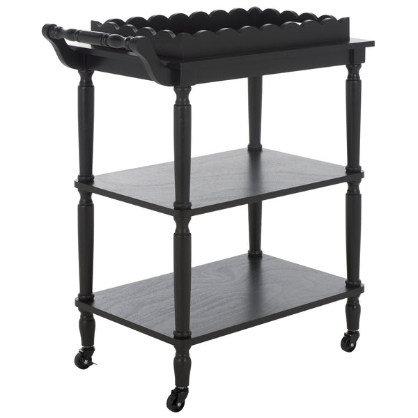 Safavieh Haven Elegant 3 Tier Bar Cart - Versatile Natural Wood Design For Entertaining & Home Decor Matte Black , Wood Bct5700b