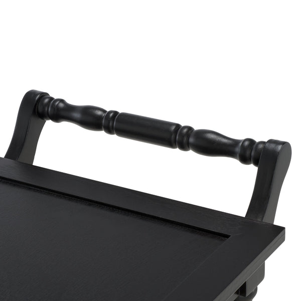 Safavieh Haven Elegant 3 Tier Bar Cart - Versatile Natural Wood Design For Entertaining & Home Decor Matte Black , Wood Bct5700b