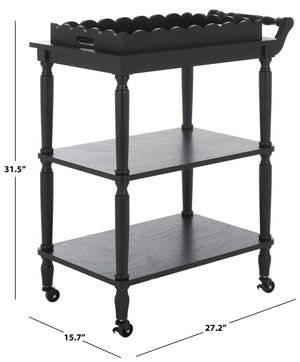 Safavieh Haven Elegant 3 Tier Bar Cart - Versatile Natural Wood Design For Entertaining & Home Decor Matte Black , Wood Bct5700b
