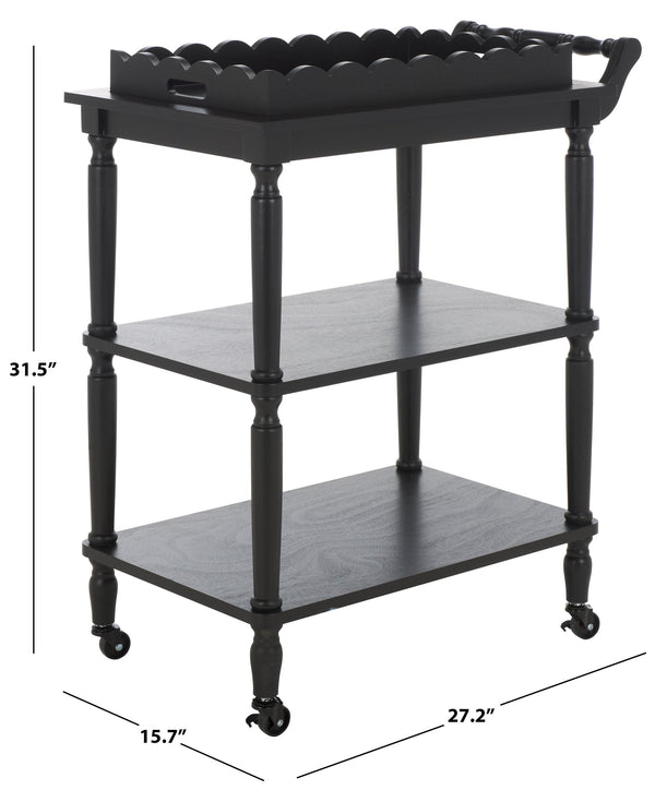 Safavieh Haven Elegant 3 Tier Bar Cart - Versatile Natural Wood Design For Entertaining & Home Decor Matte Black , Wood Bct5700b