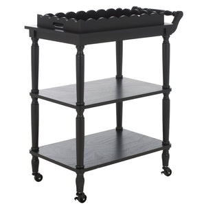 Safavieh Haven Elegant 3 Tier Bar Cart - Versatile Natural Wood Design For Entertaining & Home Decor Matte Black , Wood Bct5700b